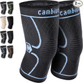 CAMBIVO 2 Pack Knee Brace, Knee Compression Sleeve for Men and Women, Knee Support for Running, Workout, Gym, Hiking, Sports (Blue,X-Large)