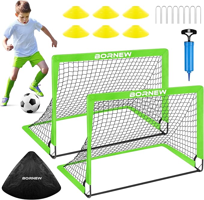Kids Soccer Goal for Backyard Set - 2 Set of 6X4 / 4X3 ft Toddler Soccer Nets Training Equipment, Soccer Ball, Pop Up Portable Soccer Set for Kids and Youth Games and Training Goals Ages 3-16 Gift