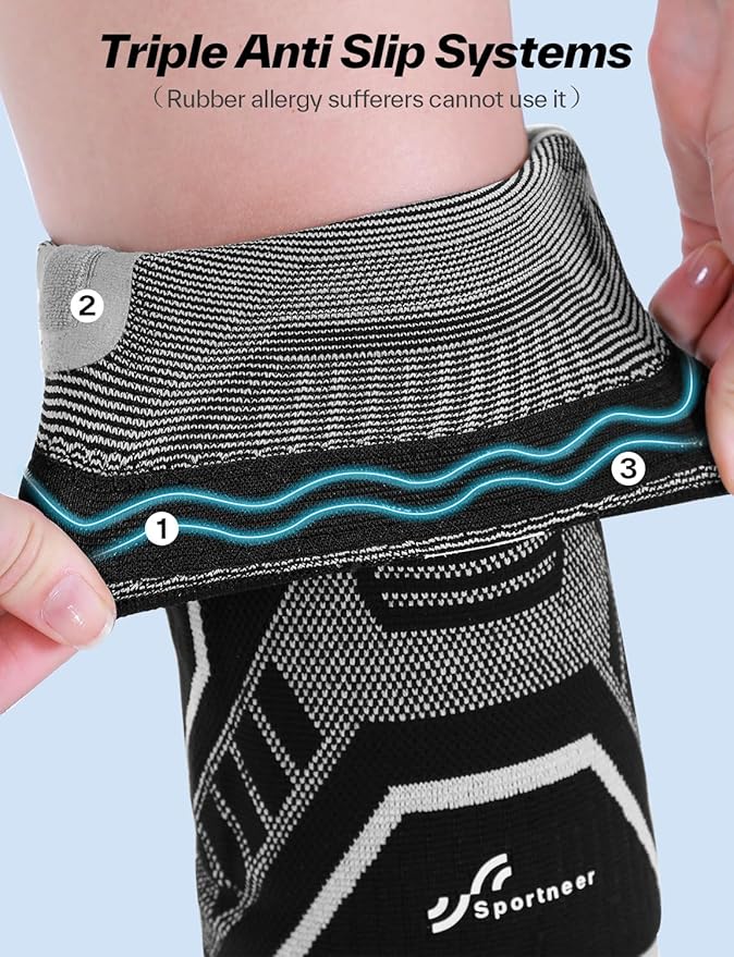 Copper Knee Brace for Men & Women - Knee Compression Sleeve with Side Stabilizers - Knee Support for Running, Hiking, Working, Basketball, Volleyball, Gym, Meniscus Tear, ACL, Arthritis Knee Pain Relief, A Pair (Black-No Copper(a pair), X-Large(19"-22"))
