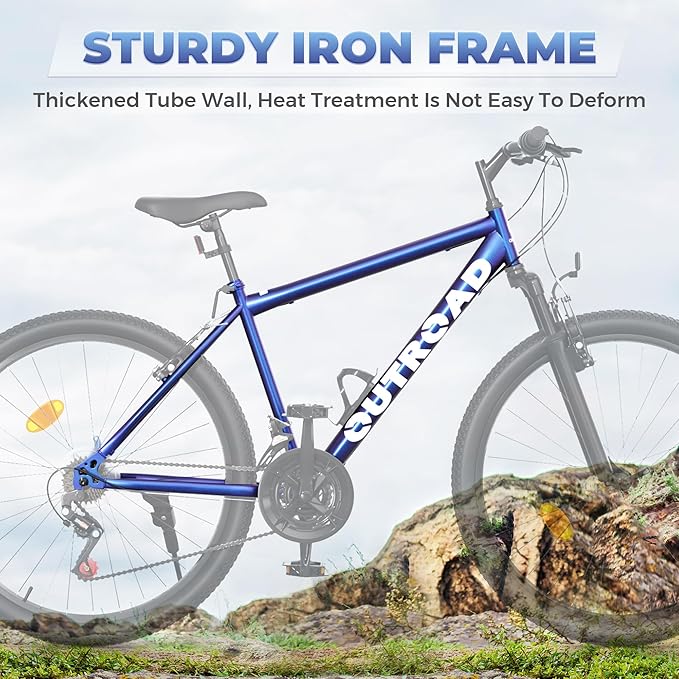 26 inch Mountain Bike with 7/21 Speeds Lightweight Cycling Bicycles, Dual Disc/V Brake,Metal Frame Bicycle for Men and Women, Adult Racing Bike, Road Bike(Blue/Grey/Black)