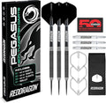 RED DRAGON Pegasus Professional Tungsten Steeltip Darts Set Available in 21, 23, 24, 25, 26, 28, 30 Gram with Flights, Stems (Shafts) and Wallet