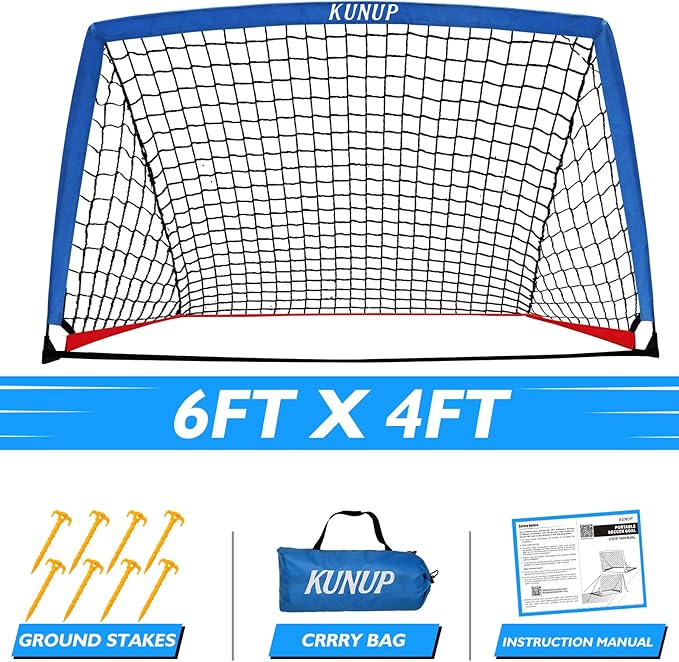 5×3 6x4 9x5 FT Portable Kids Soccer Goal for Backyard, Foldable Soccer Practice Net with Carrying Bag for Toddler Youth Adult Pop Up Soccer Training Equipment Indoor and Outdoor Sports Game