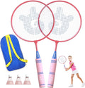 JOY SPOT! Kids Badminton Rackets Set with Soft Grip, Oversize & Lightweight Shuttlecocks Racquet with Carry Bag for Children Youth, 2 Player Sport Game for Indoor Outdoor Backyard