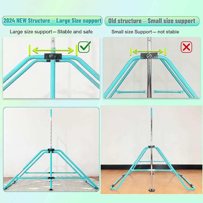 MARFULA Foldable Gymnastic Bar for Kids Ages 3-9, 9 Height Levels, 200 lbs Weight Capacity, 5 Ft Length Gymnastic Kip Bar with Mat, Gymnastic Equipment for Home and Gym Center Indoor Outdoor Use