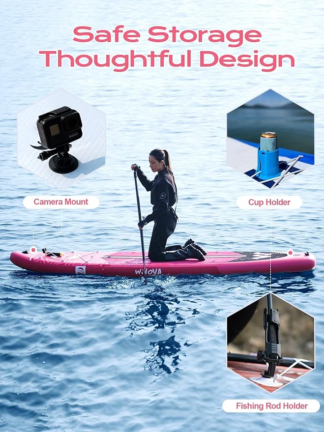 Extra Wide Inflatable Paddle Board, 11' x 34" x 6" Stand Up Paddle Board for Adults, SUP Accessories with Camera Mount, 2+1 Family for Lake, Ocean, Sea