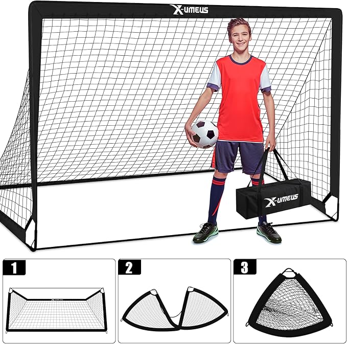 Kids Soccer Goals for Backyard Set of 2, 6x4 ft Portable Pop Up Soccer Goal Training Equipment with Soccer Ball, Ladder and Cones, Soccer Nets for Backyard for Kids Youth Toddler Outdoor Sports Games