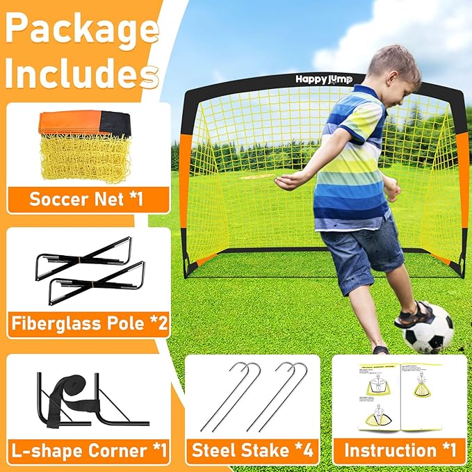 Soccer Goal 7'x5', 6.6‘x3.3', 5'x3.6', 4'x3', 3'x2.2' Soccer Net for Kids Backyard