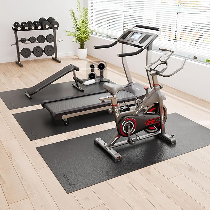 Treadmill Mat, Bike Trainer Mat for Stationary Spin Bike, 72" x 30" Non Slip Exercise Equipment Mat for Bike, Treadmill, Elliptical, Yoga - Workout Floor Protector for Carpet Or Hardwood