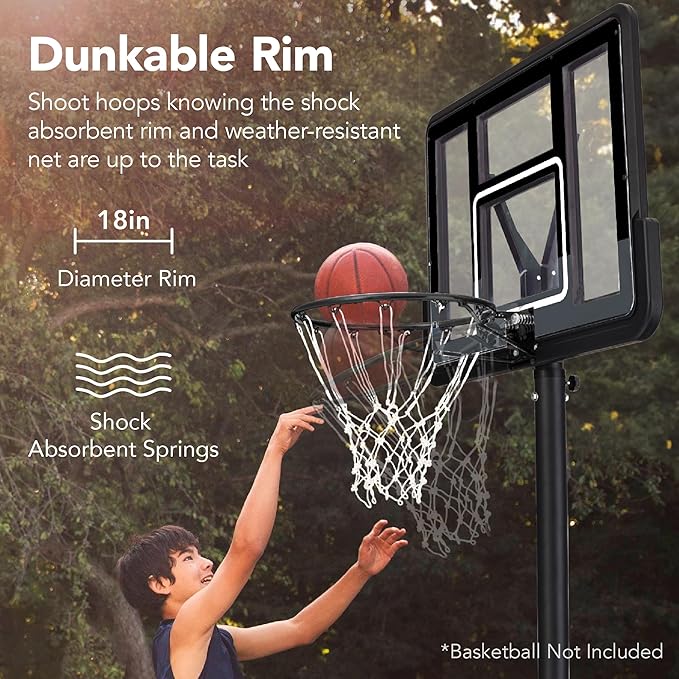 Best Choice Products 10ft Regulation Basketball Hoop, 7.5-10ft Height Adjustable Outdoor Goal w/Shock Absorbent Rim, Base Gel, 2 Wheels