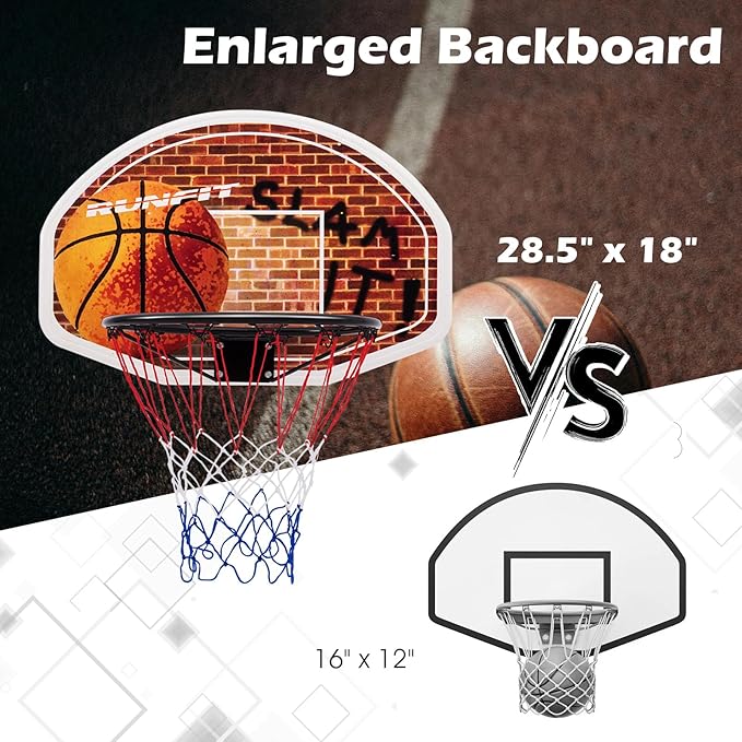 Goplus 29" x 20" Basketball Hoop Wall Mounted Portable Basketball Backboard Indoor Outdoor Sports Suitable for Adults and Kids Play