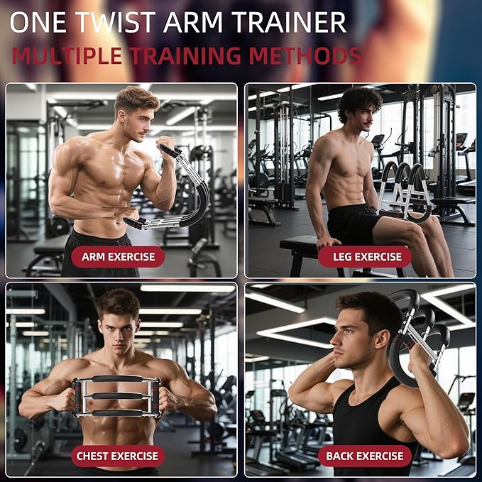 Twister Arm Trainer, Dual Triple-Spring, 30-180lb Adjustable, Chest Arm Shoulder Workout Equipment, Portable Detachable Arm Twister Exerciser for Men, Chest Expander for Gym Home Fitness