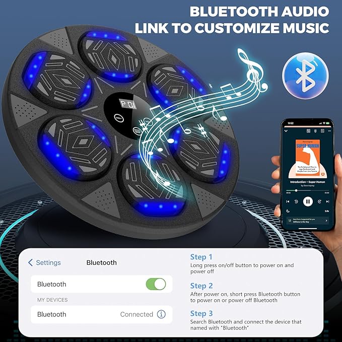 Music Boxing Machine, Boxing Wall Mount Machine for Kids Adult, Bluetooth Smart Boxing Traineing Machine with Boxing Gloves, Boxing Workout Equipment Target for Home, Office, Gym (Upgrade)