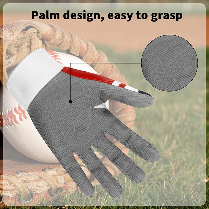 Youth Baseball USA Flag Glove American Flag Batting Gloves Comfortable Fit Breathable Durable Lightweight Design Junior Training Batting