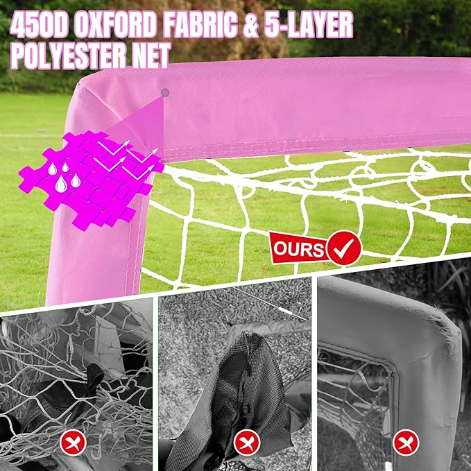 Kids Soccer Goals for Backyard Set, Portable Toddler Soccer Goal 2 of 6x4 ft, 4x3 ft, 7x5 ft, Soccer Training Equipment, Pop Up Soccer Net Kit with Size 4 Soccer Ball, Outdoor Sports Play, Youth Game