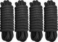 4 Pack 1/2" x 20' Dock Lines - Marine Grade Nylon Boat Ropes with 12" Eyelet for Docking and Mooring - Double Braided Boat Lines, High Strength, Easy Handling, Fray Resistant - Black