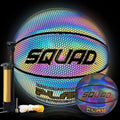 SQUAD NightPlay Reflective Basketball Size 5, Size 7 - Cool Holographic Glow Basketball for Night Game, Ideal Gift for Boys Girls 10-14 Year Old, Cool Teen Toys