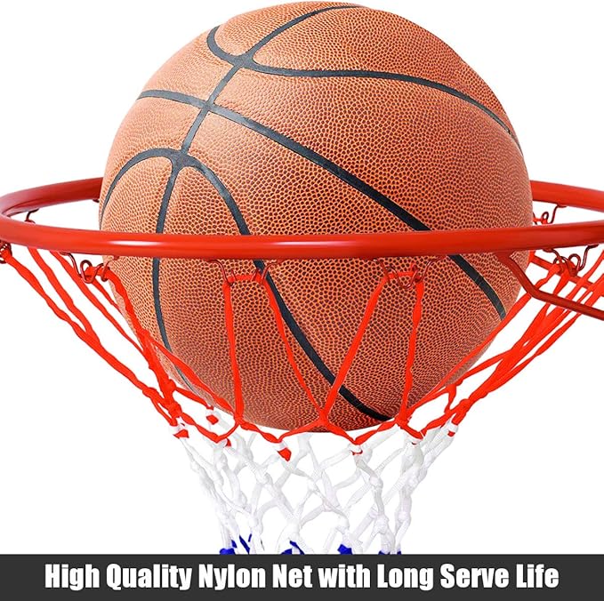 Goplus 18’’/15’’ Replacement Basketball Rim, Wall Door Mounted Basketball Hoop with All Weather Net, Indoor Outdoor Hanging Basketball Rim Goal Outside
