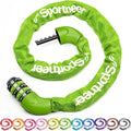 Sportneer Bike Lock: 5 Digit Combination High Security Anti Theft Bike Chain Lock - 3.2/3.6/4ft Heavy Duty Keyless Bicycle Lock for Bike, Motorcycle, Scooter, Door & Gate - 4/6mm Thick, Easy to Use