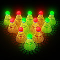 HIRALIY LED Badminton Birdies 6/12 PCS, 360 Nylon Glow in The Dark Badminton Shuttlecocks for Baseball Backyards Practice, 2 Color Plastic Light Up Birdie Set for Indoor Outdoor Sports Activities