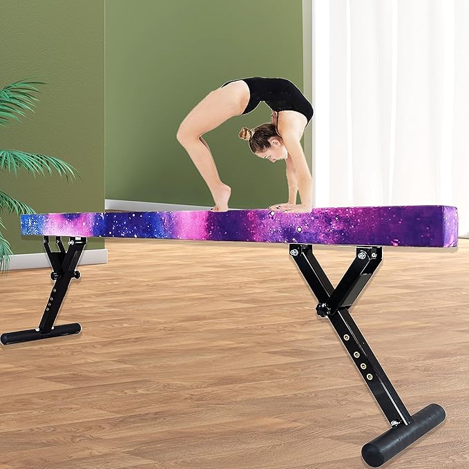 Adjustable Balance Beam Gymnastics Beam 8 FT Adjustable Height Beams for Kids, High and Low Floor Beams,Gymnastics Equipment for Kids Adults Training at Home and Gym Center