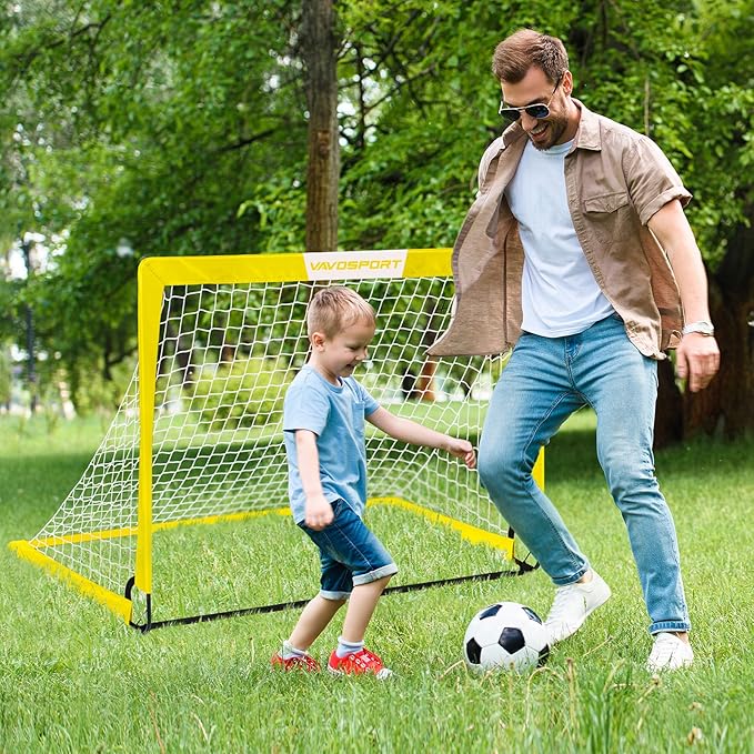 Kids Soccer Goals for Backyard Set - 2 of 4' x 3' Portable Soccer Goal Training Equipment, Pop Up Toddler Soccer Net with Soccer Ball, Soccer Set for Kids, Youth Outdoor Games, Sports, Play