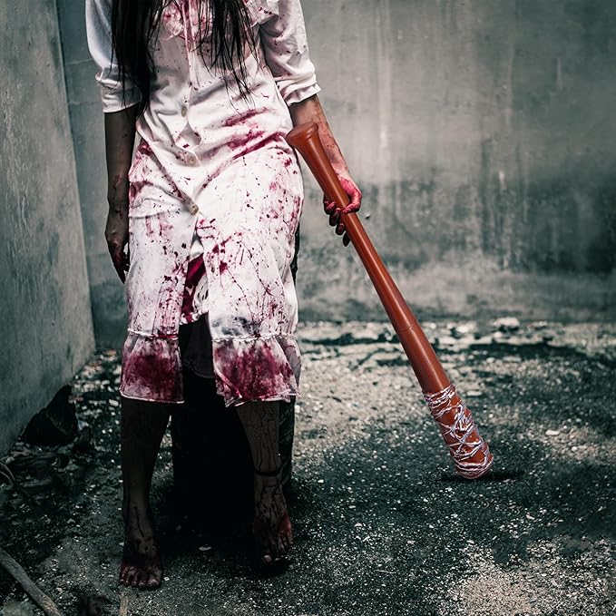 Spooktacular Creations 32 inch Barbed Wire Bat, Fake Baseball Bat Zombie Weapon for Kids Women Men Halloween Cosplay Cane Props, Halloween Costume Dress Up. Brown