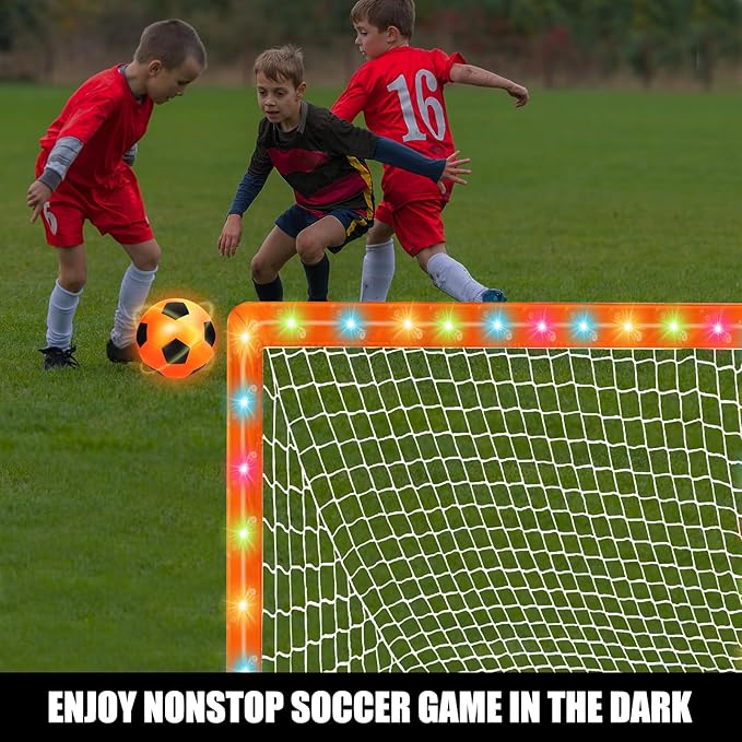 Kids Soccer Goals Set for Backyard - Portable Pop Up Light Soccer Net for Toddler Age 3-5 6-8 8-10 10-12 and Glow in The Dark Ball - Youth Target Soccer Games Sports Gift for Outdoor, 4 x3Ft