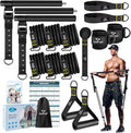 Pilates Bar Kit with Resistance Bands, Multifunctional Yoga Pilates Bar with Heavy-Duty Metal Adjustment Buckle, Portable Home Gym Pilates Resistance Bar Kit for Women Full Body Workouts