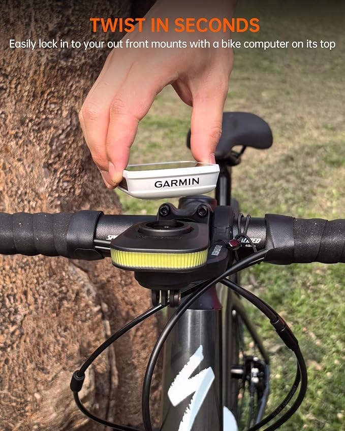 RAVEMEN FR300 Compatible with Garmin/Wahoo Bike Computer, 300 Lumen Warning Flashing 6 Modes Cycling Computer Accessories with Auto On Off, USB C Rechargeable for Road Bike (Patent Protected)