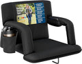 Alpcour Reclining Stadium Seat – Wide Bleacher Chair with Back Support and Cushion, Armrests, Side Pockets, and Bleachers Hook – Best Stadium Seats Chairs for Camping, Kayak, & Paddle Board Backs
