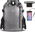 Dry Bag Backpack,25L Dry bags waterproof Kayaking, Waterproof bag with Waist Pouch and Phone Case,Waterproof Backpack Marine dry bag for Kayaking, Beach, Rafting, Boating (Gray)