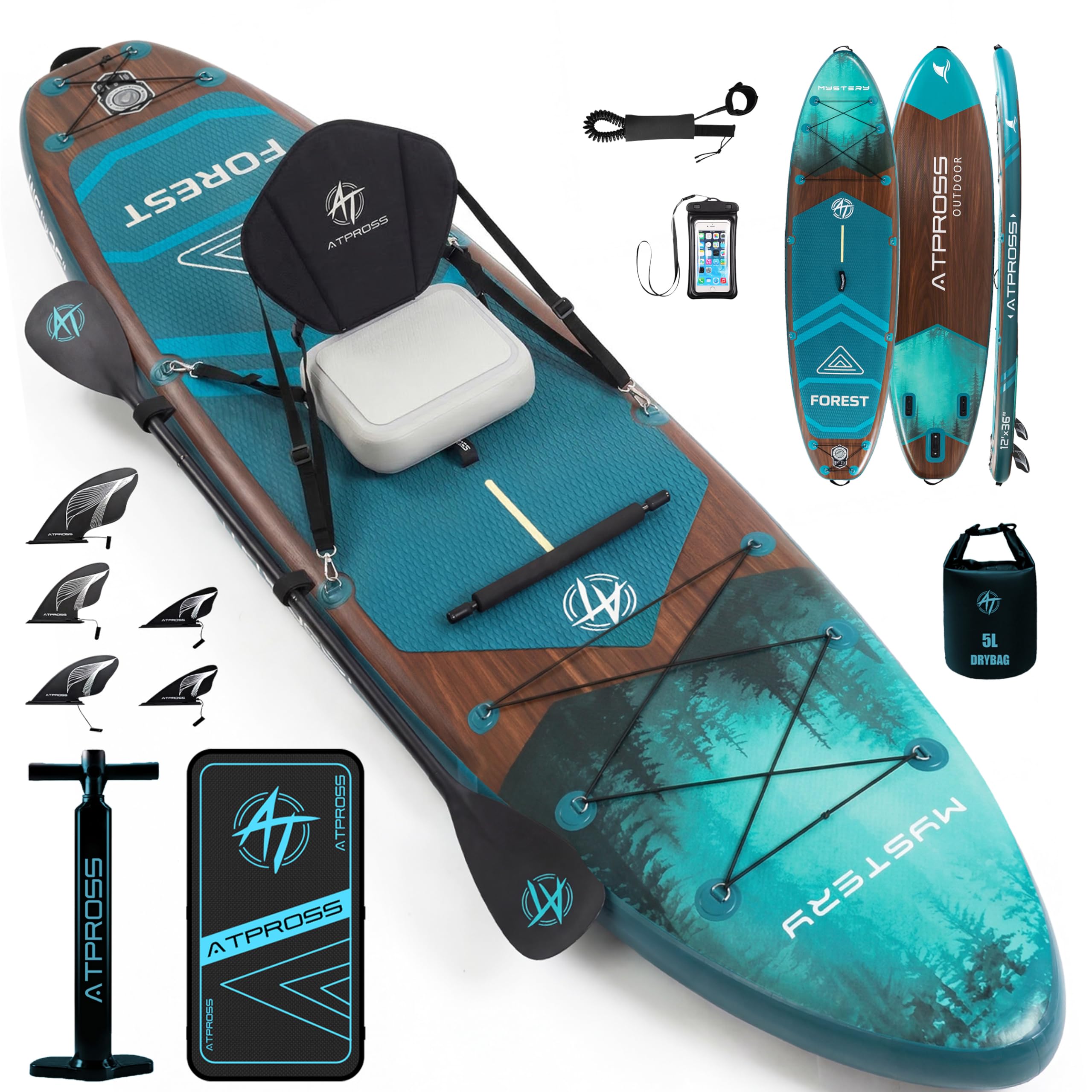 ATPROSS 12'x36 Inflatable Stand Up Paddle Board with Seat, 500lbs Wide SUP