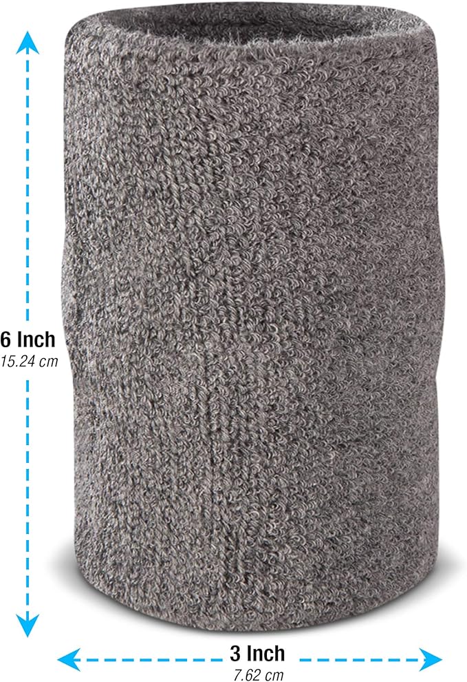 Suddora 6" Doublewide Wrist Bands/Armbands (Pair) - Thick Sweatbands for Basketball, Tennis, Baseball, Gym