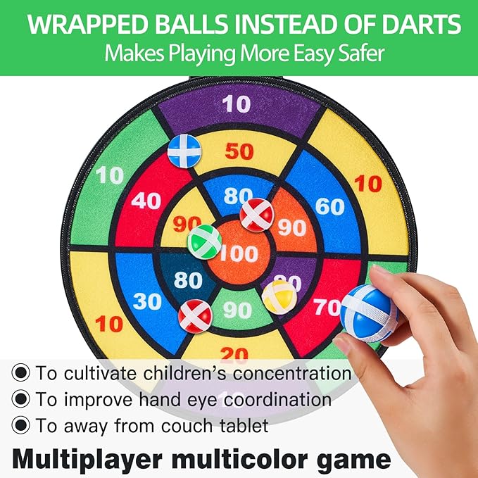 Magnetic Dart Board for Kids and Adult.16in 2 in 1 Double-Sided Large Size with 12 Magnetic Dart+12Sticky Balls,Safe Dart Game Set for 3-12 Year Old,Fun Family Game Friends Gifts