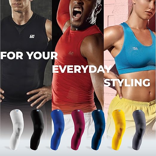 LP SUPPORT 667 Compression Sleeve Leg Full Length for Sports, Cycling, Running, Basketball, for Men Women (Gray, S, 1pcs)