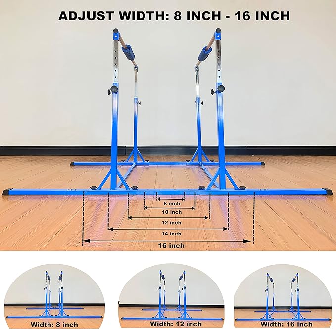 MARFULA Gymnastics Double Horizontal Bars 3Play Parallel Bars Uneven Bars Gymnastics Training Kip Bar with 304 Stainless Steel Regulating Arms & Fiberglass Rail for Indoor Outdoor Home Club Use