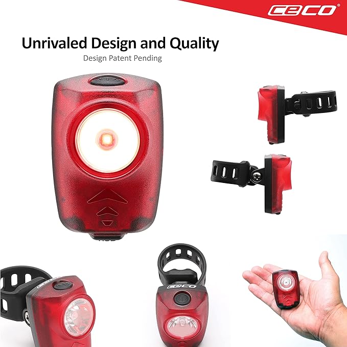 CECO-USA: 100 Lumen USB Rechargeable Bike Tail Light - Super Bright Model T100 Bicycle Rear Light - IP67 Waterproof, FL-1 Impact Resistant - Red Safety Light - Pro Grade Quality Bike Tail Light
