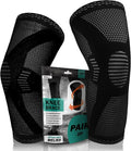 POWERLIX Knee Compression Sleeve (Pair) - Best Knee Brace for Knee Pain for Men & Women – Knee Support for Running, Basketball, Volleyball, Weightlifting, Gym, Workout, Sports - (Black M)