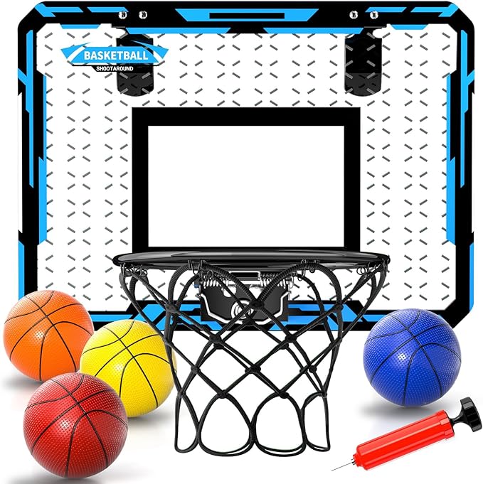 Doloowee Basketball Hoop Indoor for Kids, Mini Basketball Hoop with 4 Balls, Basketball Toys for 3 4 5 6 7 8 9 10 11 12 Year Old Boys