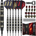 IgnatGames Premium Soft Tip Darts – 6/12 Pack Brass Barrels with Aluminum Shafts, 16 GlideXPro Flight Set, Tool Kit, Giftable Case & 100 Extra Tips