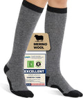 Merino Wool Compression Socks for Women Men, 15-20 mmHg, Soft & Breathable for Travel, Running, Pregnancy