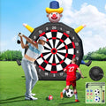 13FT Giant Inflatable Soccer Dart Board with Built-in Blower - Clown Themed Sport Kick Dartboard Perfect for Adults Family Parties,Carnival, Includes 8 Golf Balls, 2 Telescoping Club, 2 Soccer Balls