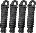 4 Pack 3/8" x 6' Boat Fender Lines - Marine Grade Nylon Boat Rope with 5" Loop for Tying Fenders and Docking Small Boats - Double Braided Dock Lines, Easy Handling, Fray Resistant - Black