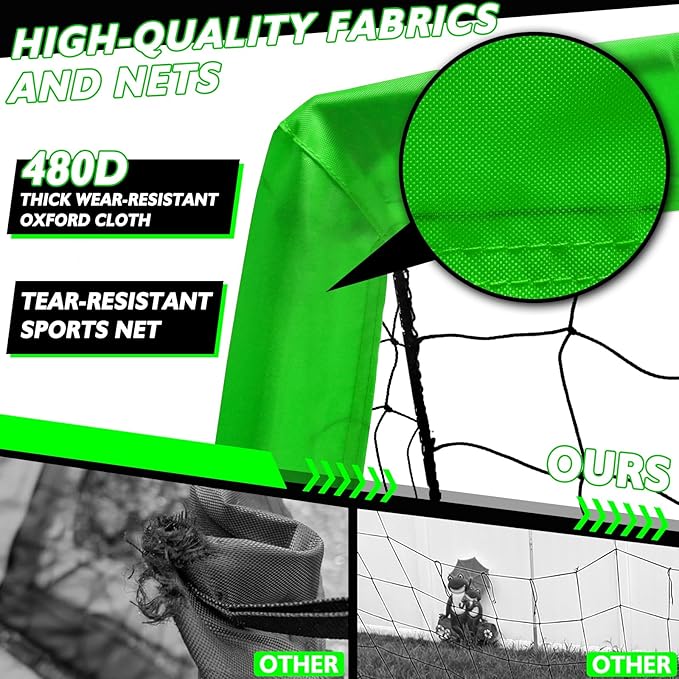 5×3 6x4 9x5 FT Portable Kids Soccer Goal for Backyard, Foldable Soccer Practice Net with Carrying Bag for Toddler Youth Adult Pop Up Soccer Training Equipment Indoor and Outdoor Sports Game