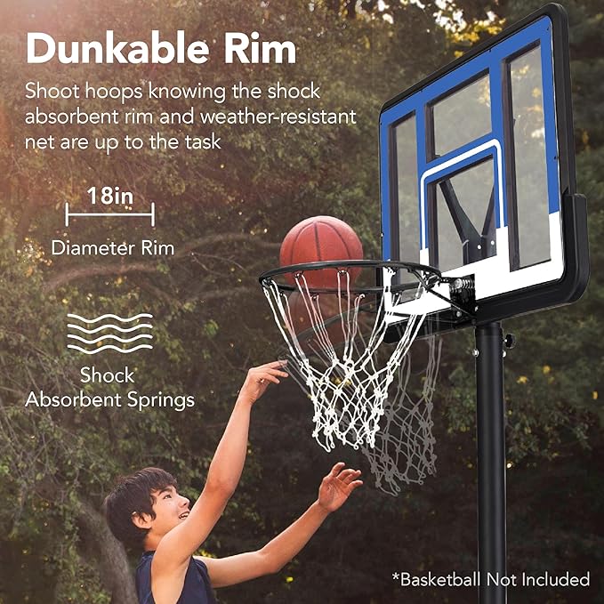 Best Choice Products 10ft Regulation Basketball Hoop, 7.5-10ft Height Adjustable Outdoor Goal w/Shock Absorbent Rim, Base Gel, 2 Wheels