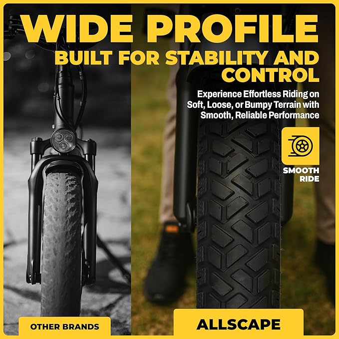 Allscape 24x4.0 Fat Tire E-Bike Tires – Heavy Duty 24 Inch Bike Tires for Electric Bikes & Mountain Bikes, All-Terrain Grip, Puncture Resistance, Trail Ready – 2 Pack – USA Customer Support