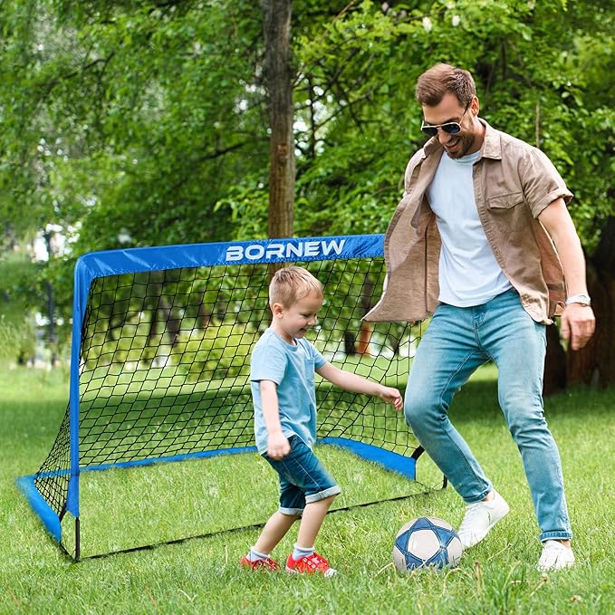 Kids Soccer Goal for Backyard Set - 2 Set of 6X4 / 4X3 ft Toddler Soccer Nets Training Equipment, Soccer Ball, Pop Up Portable Soccer Set for Kids and Youth Games and Training Goals Ages 3-16 Gift