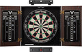 Viper Stadium Cabinet & Shot King Sisal/Bristle Dartboard Ready-to-Play Bundle with Two Sets of Steel-Tip Darts, Throw Line, and Dry Erase Scoreboards, Walnut Finish