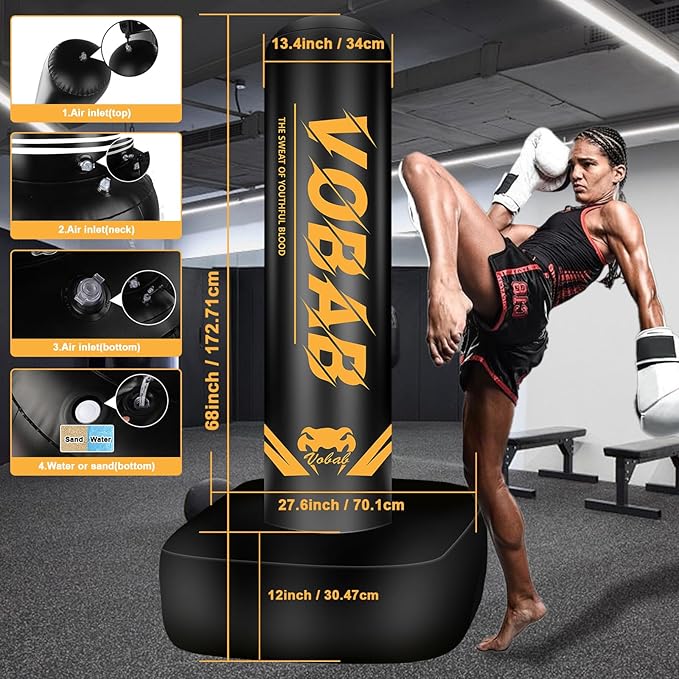 Standing Punching Bag for Adults, 70" Punching Bag Stand, Boxing Heavy Bag with Stand, Freestanding for Adults Men MMA Thai Fitness Karate Muay Beginners