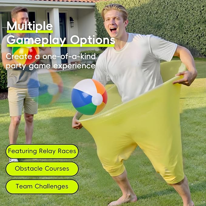 Granny Pants Yard Game,Granny Pants Outdoor Game for Adults with 8 Bouncy Balls and 1 Pump,Super Pants Challenge Games,Outdoor Party Games for Adults and Family Reunion Backyard Party